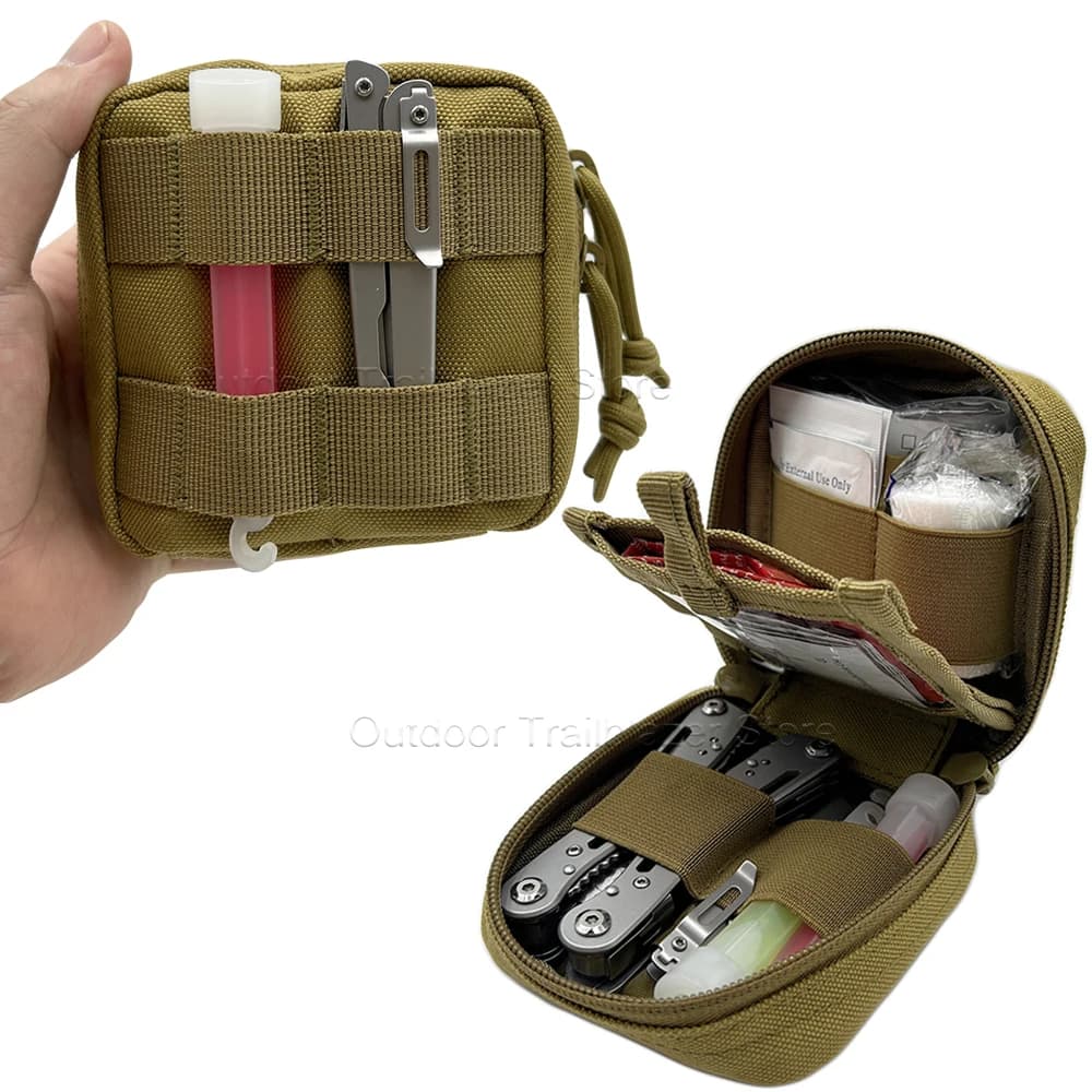 Piccola custodia tattica Micro Utility MOLLE Pouch Tasca identificativa trasparente rimovibile Mini coltello Bussola Torcia elettrica Borsa portaoggetti per carte Cintura