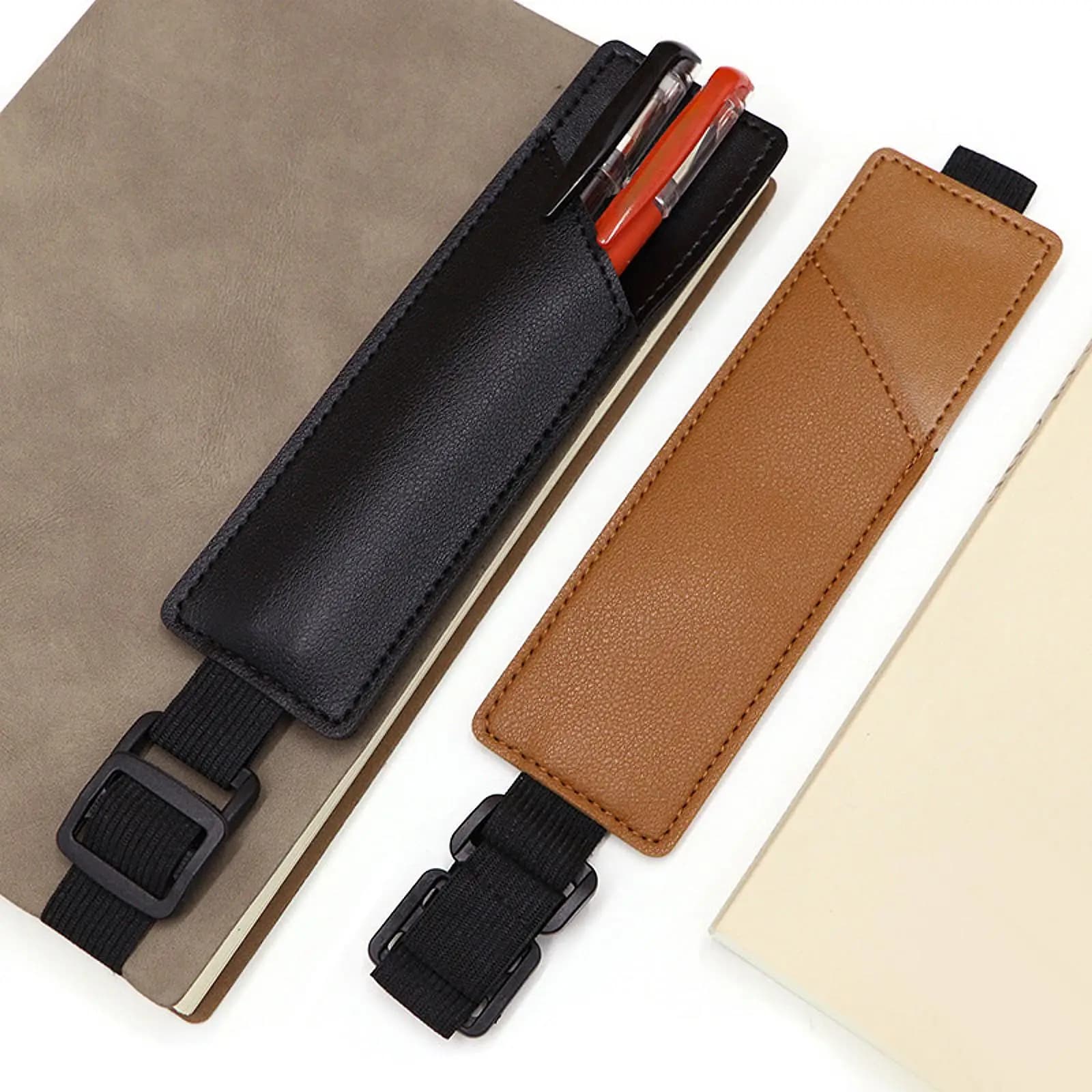 Portapenne con fascia elastica regolabile Portapenne portatile Portapenne per notebook per agenda universitaria Pianificatori Appunti da lavoro