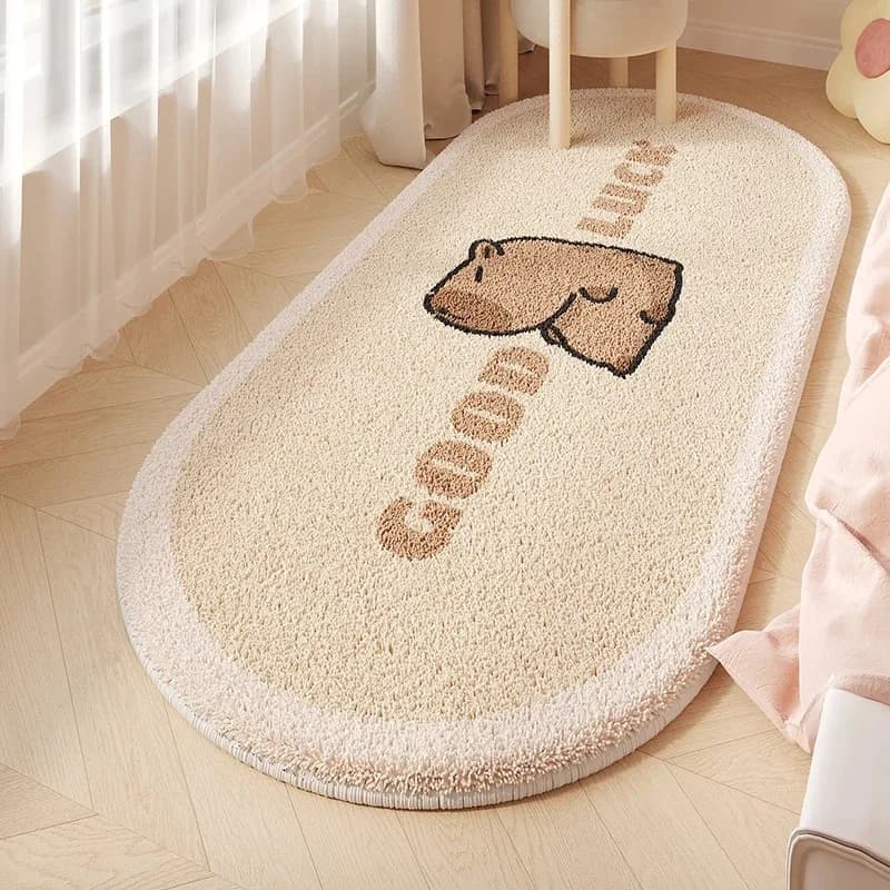Soft & Soft Capibara Shape Carton Animato, Long Bedroom Mat, Home Decoration for Girls, Alfombra De Dormitorio