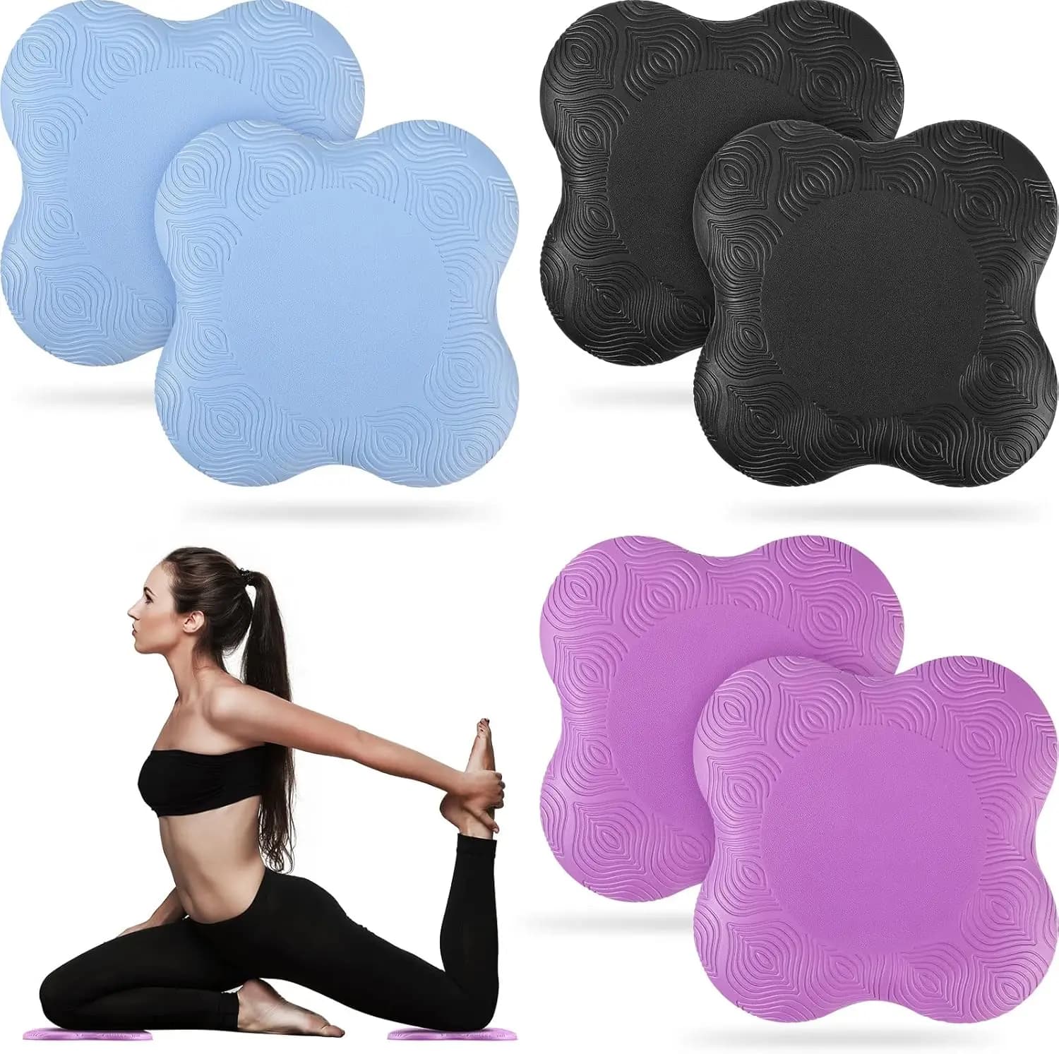Set di 6 Cuscinetti Extra Spessi Antiscivolo per Ginocchia e Polsi, per Uomini e Donne, Supporto per Esercizi di Yoga e Pilates
