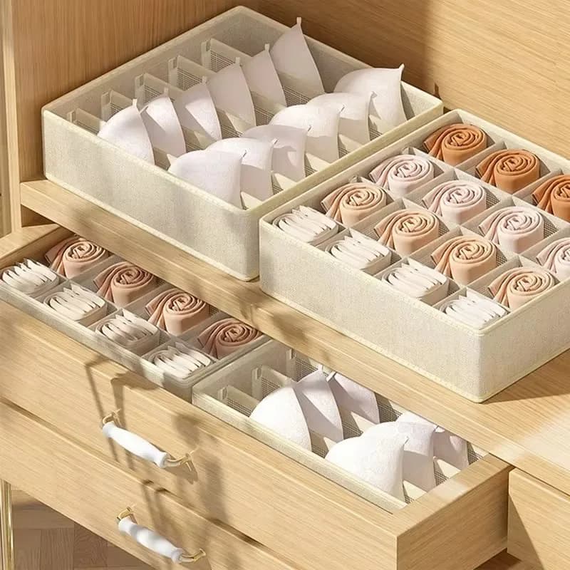1-2Pcs Non-woven Fabric Underwear Storage Box Socks Clothes Storage Organizer Drawer Type Three-piece Set for Home Organization