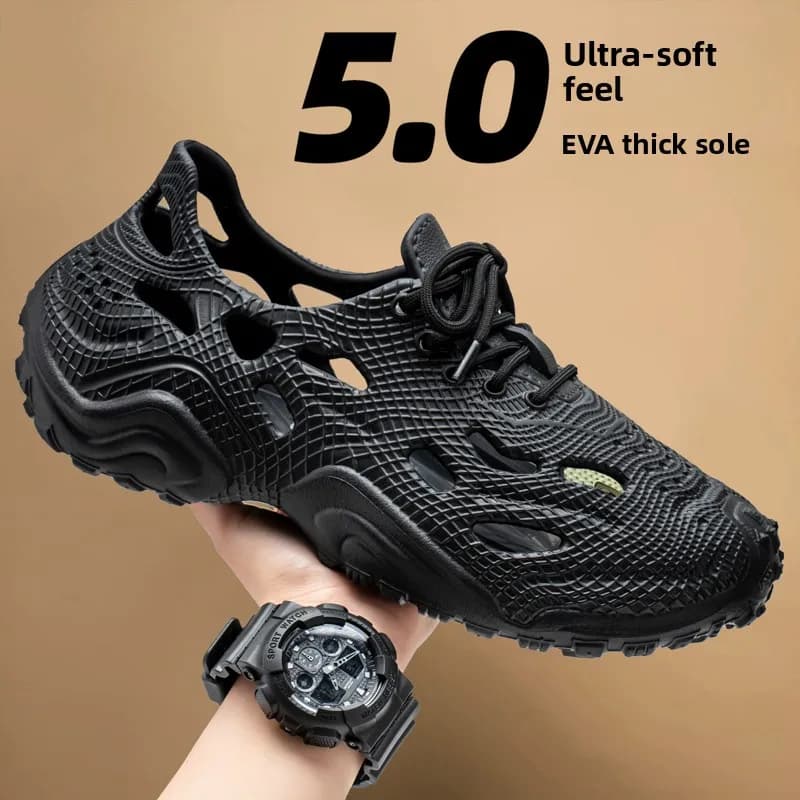 Sandali da uomo estivi per esterni, per guida, attraversamento acquatico, spiaggia, antiscivolo, con fondo spesso, ciabatte a buchi, casual, traspiranti in EVA