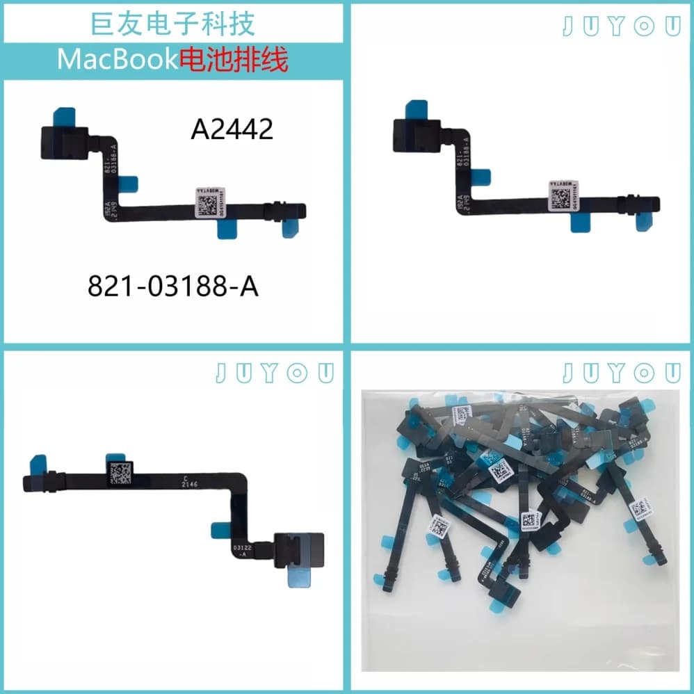 Cavo Flessibile per Batteria MacBook A2442 821-03188-A, Cavo a Nastro di Rilevamento Batteria Sostitutivo per MacBook Pro 14 Pollici M1 M2 M3