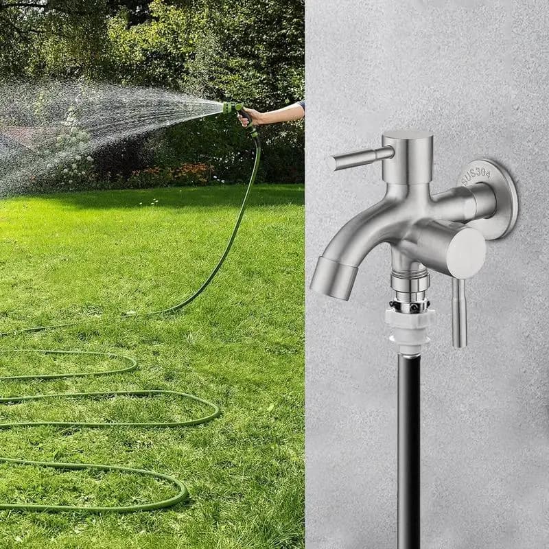 Stainless Steel Double Faucet Outdoor Garden Faucet Water Faucet Two Way Garden Faucet Water Faucet Versatile For Sale