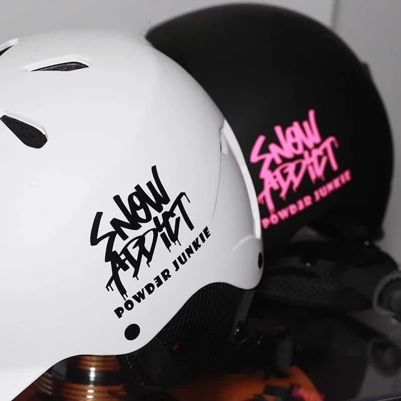 1PC SNOW ADDICT POWER JUNKIE Sticker Waterproof Vinyl Decal for Motorbike Fuel Tank Ski Helmet Snowboard Durable Decor