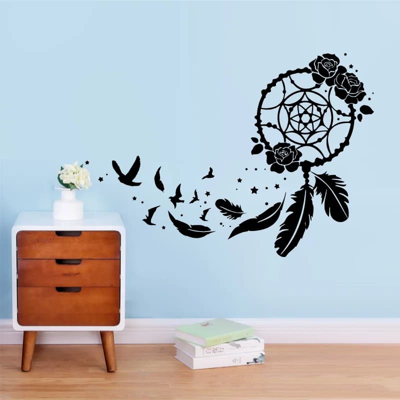 Boho Dream Catcher Rose Fly Bird Wall Decal Baby Nursery Scanvinia Dreamcatcher Inspirational Quote Wall Sticker #14