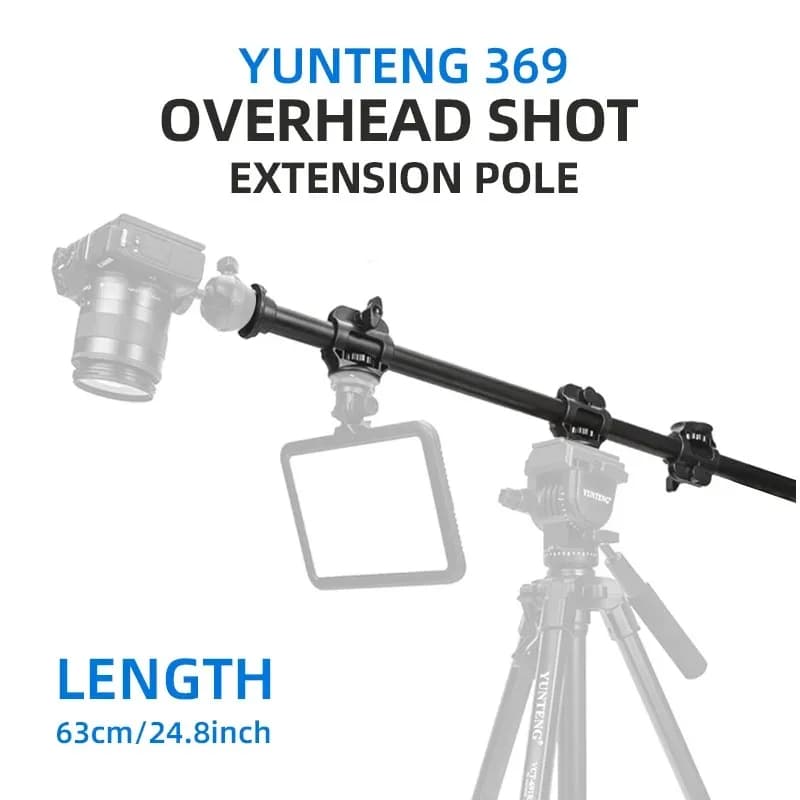 Yunteng 369 Overhead Tripod for Camera Extension Pole for Cell Phone Camera Supports for Vertical Photo Shooting Tripods