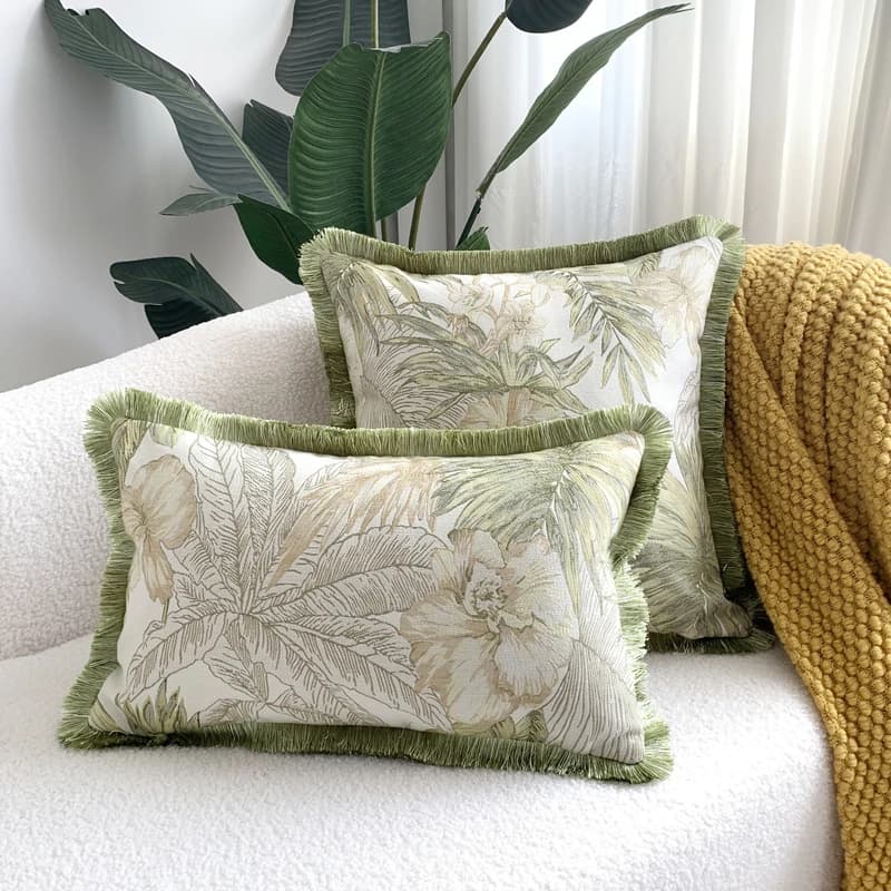 Federa per cuscino decorativo per la casa verde chiaro foglie di piante della foresta pluviale divano intrecciato fodera per cuscino lombare 18x18 "12x20" confezione da 1 pz
