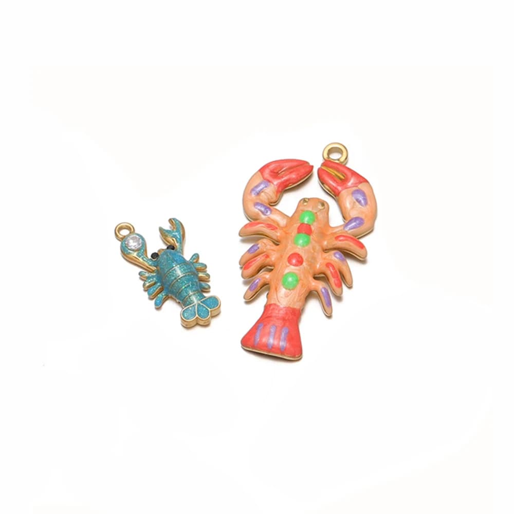 4 Pezzi Ciondoli a Forma di Aragosta in Acciaio Inossidabile Smaltato per Collane, Orecchini, Bracciali, Forniture per Creazione di Gioielli Fai-da-Te