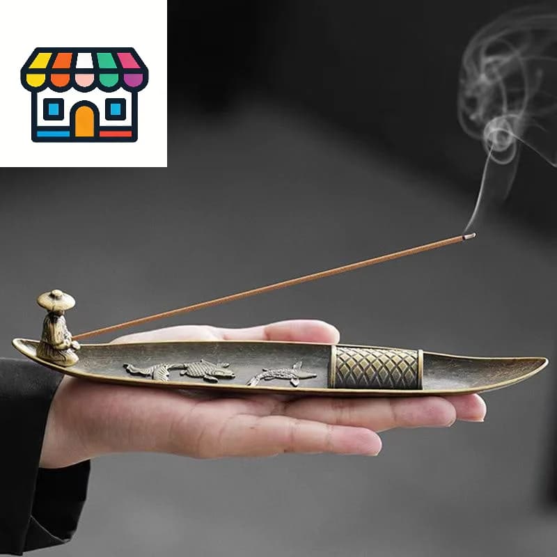 Set di 1 incensiere a forma di pescatore cinese per bastoncini d'incenso, accessori per la decorazione della casa