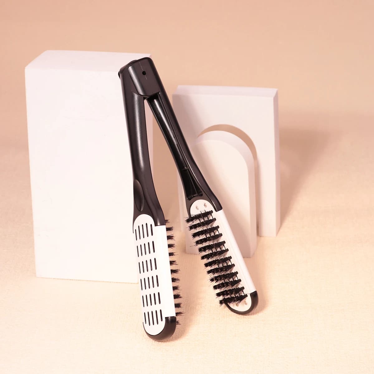 Piastra professionale per capelli, pettine a doppia spazzola a forma di V, non danneggia i capelli, strumento per parrucchieri, speciale per parrucche di capelli veri
