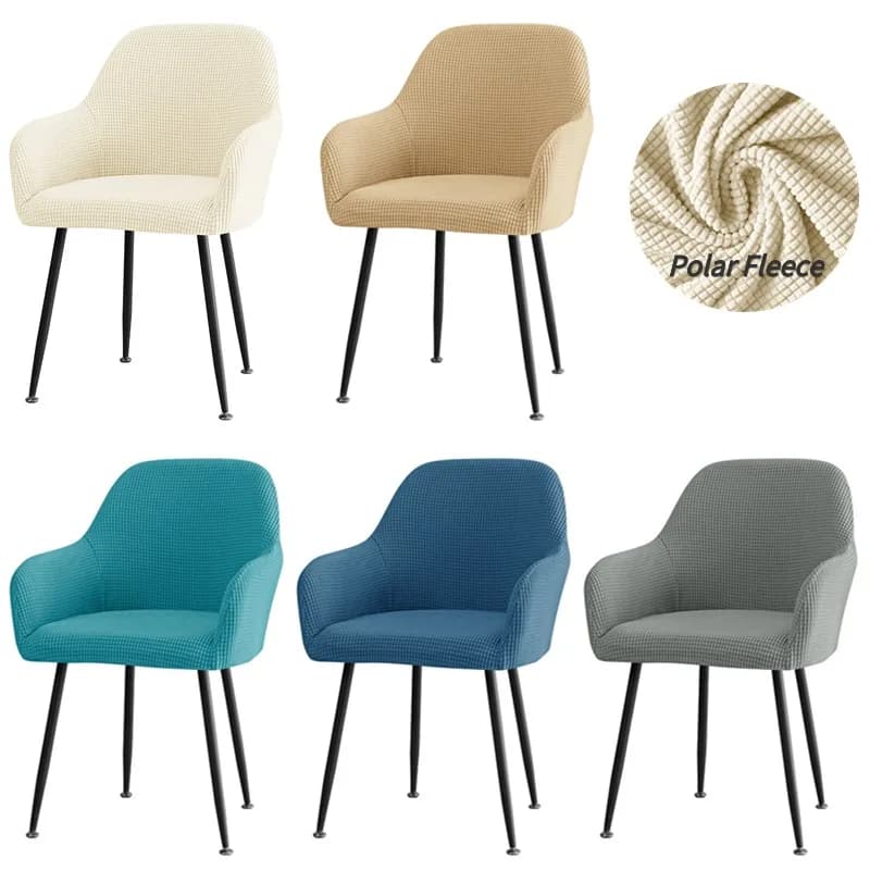 1PC Elastic Polar Fleece Chair Lining High Elastic Armchair Lining Solid Color Washable Non-slip Seat Cover for Office Wedding