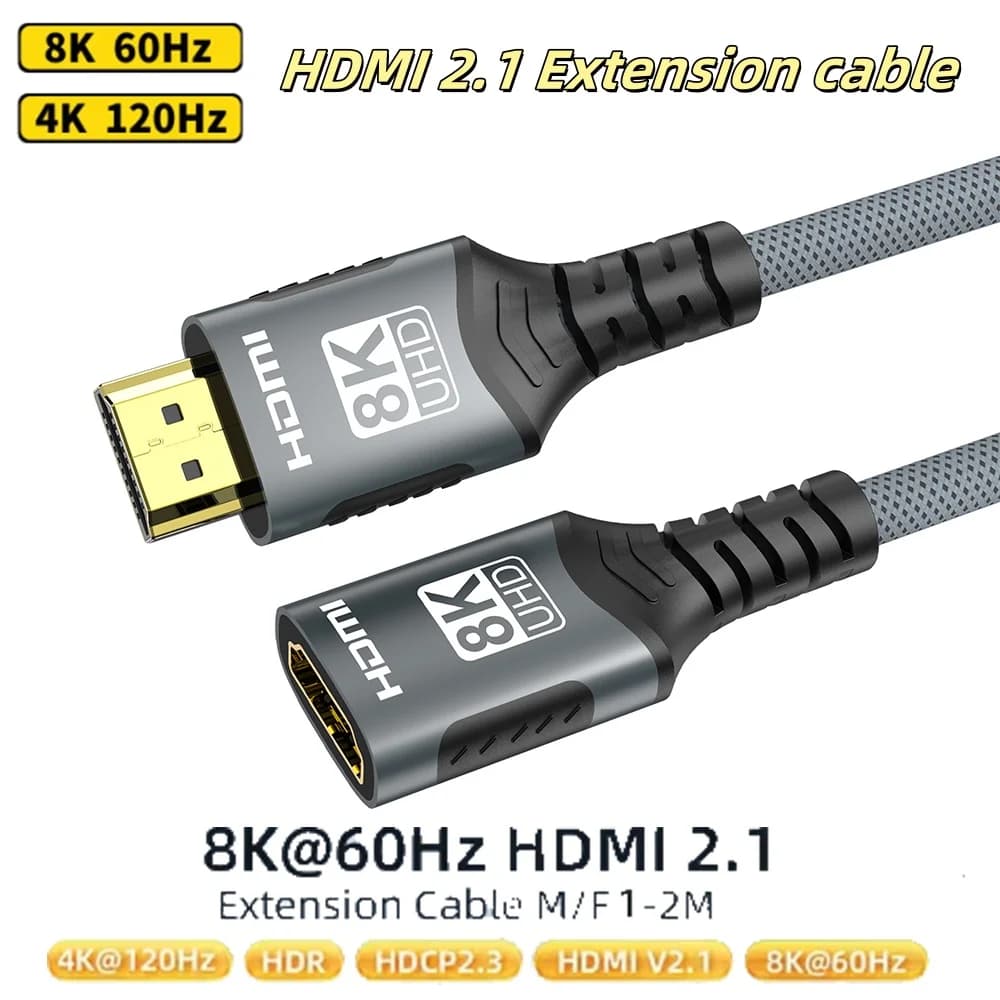 Extension cable HDMI 2.1 8K HDMI cable 2.1 from male to female Extension 8K to 60Hz 4K to 120Hz for HDTV RTX PS5 Xbox HDR Video portable PC