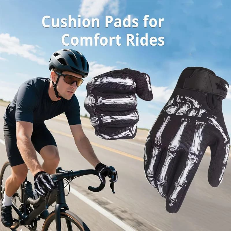 Horse Riding Gloves for Outdoor Bicycle Gloves Spring Autumn Bike Gloves Ghost Bike Gloves for Non-slip Bike with Full fingers