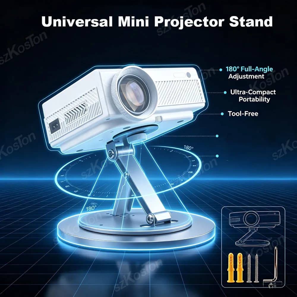 3-in-1 Adjustable 1/4-Inch Screw Wall Mount Stand Universal Desktop Mini Projector Stand for Office Home Most Projectors