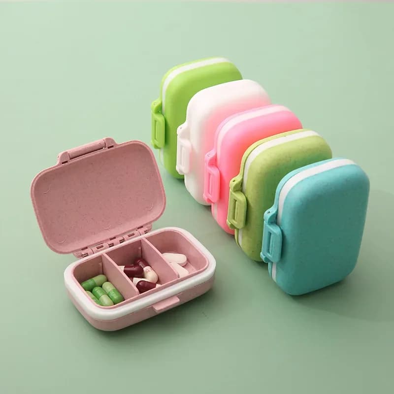 Mini portapillole portatile con 3 griglie, portapillole, contenitore per tablet, contenitore settimanale per pillole, portapillole, dispenser per farmaci