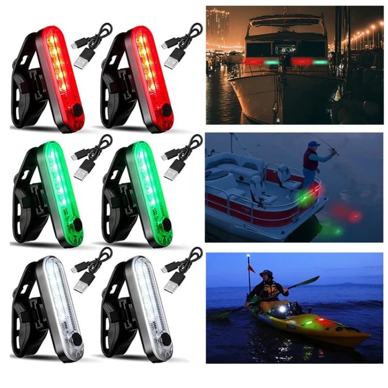 LED Sailing Signal Lamp USB Charging Marine Yacht Warning Light 4 Modes Boat Stern Lights for Marine Yacht Kayak Sailboat
