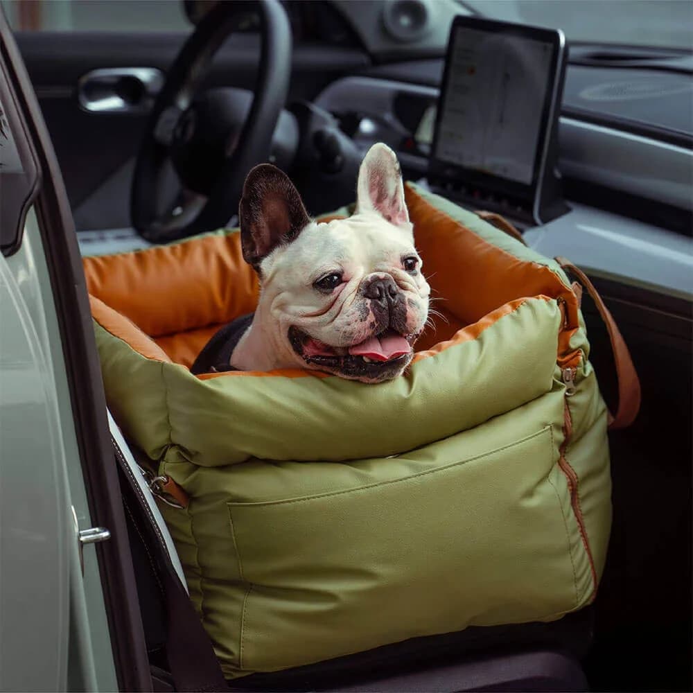 Lussuoso Letto da Viaggio per Cani/Gatti in Ecopelle per Auto - Sedile Rialzato Confortevole per Animali Domestici