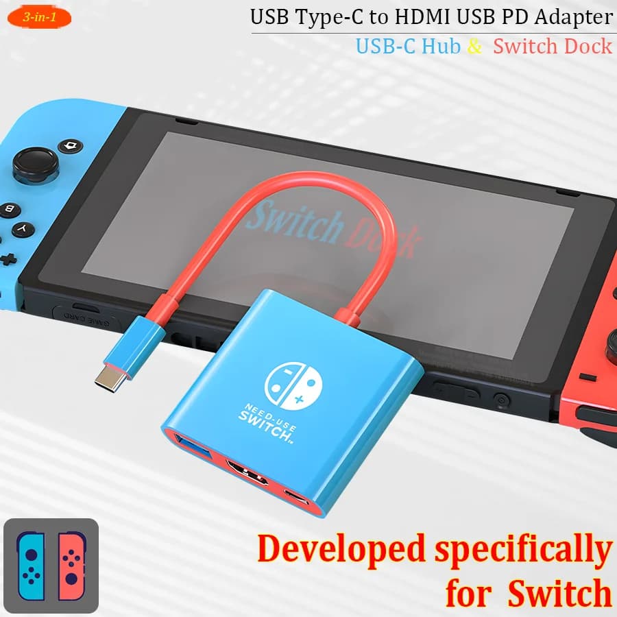 HUB USB-C Dock per Nintendo Switch Docking Steam Deck Adattatore da Tipo-C a HDMI/USB/PD Docking Station per laptop