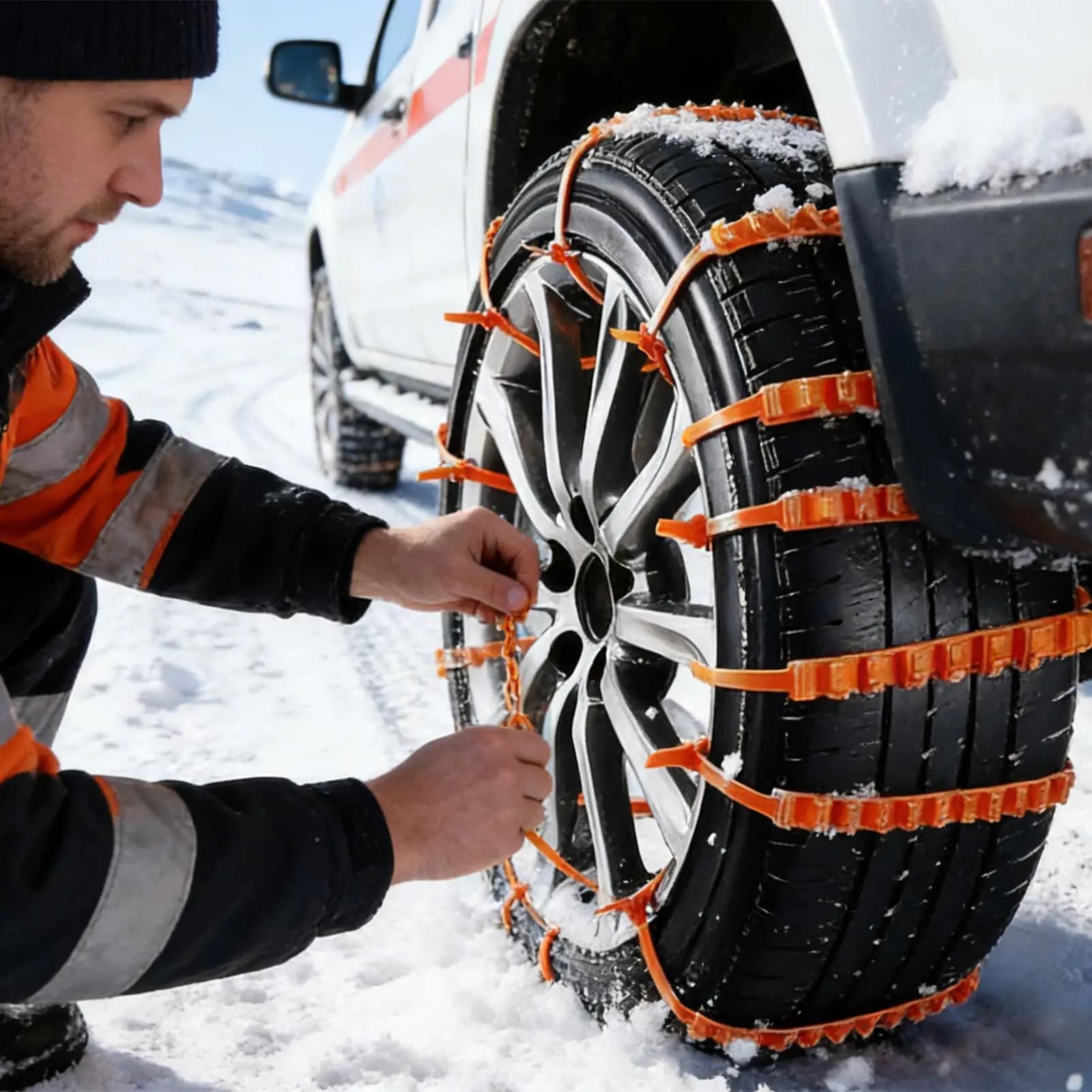 10 Pezzi Catene da Neve per Auto, Antiscivolo, per Pneumatici Invernali, Accessori di Emergenza