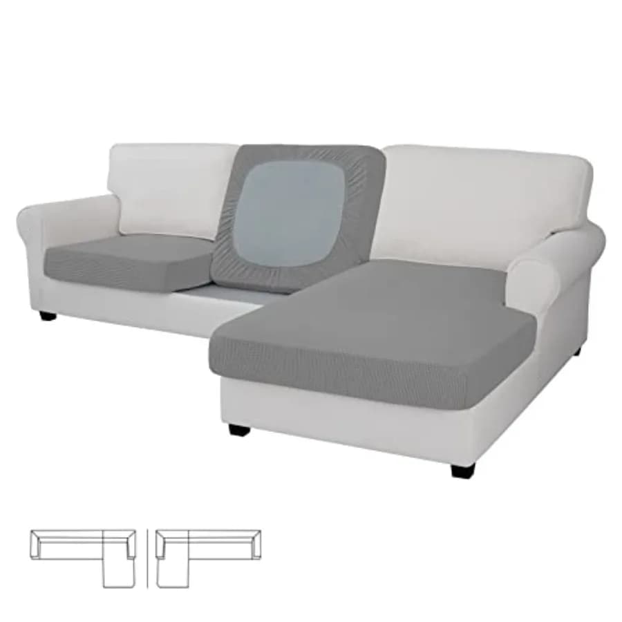 Copricuscini Elasticizzati per Divano a 3 Posti, per Divano Componibile a L Sinistro/Destro, Coprisedile Antiscivolo per Chaise Longue