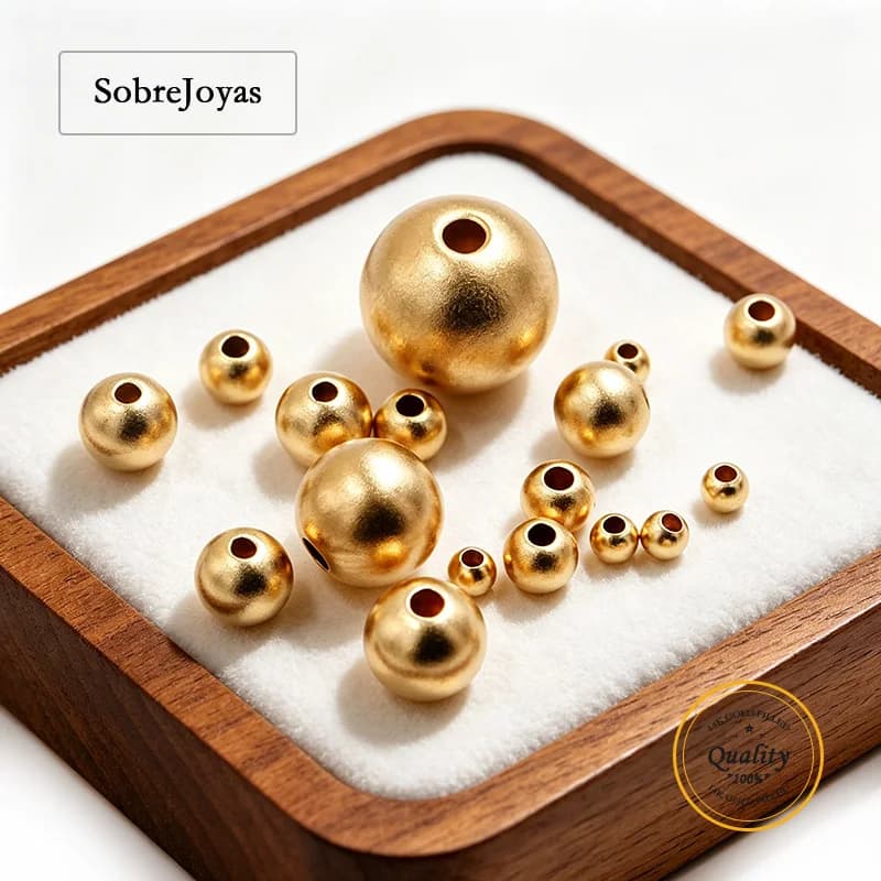 Perle rotonde opache in oro 14K, finitura sabbiata, per creazione gioielli, perle senza cuciture, accessori fai da te, componenti resistenti all'ossidazione