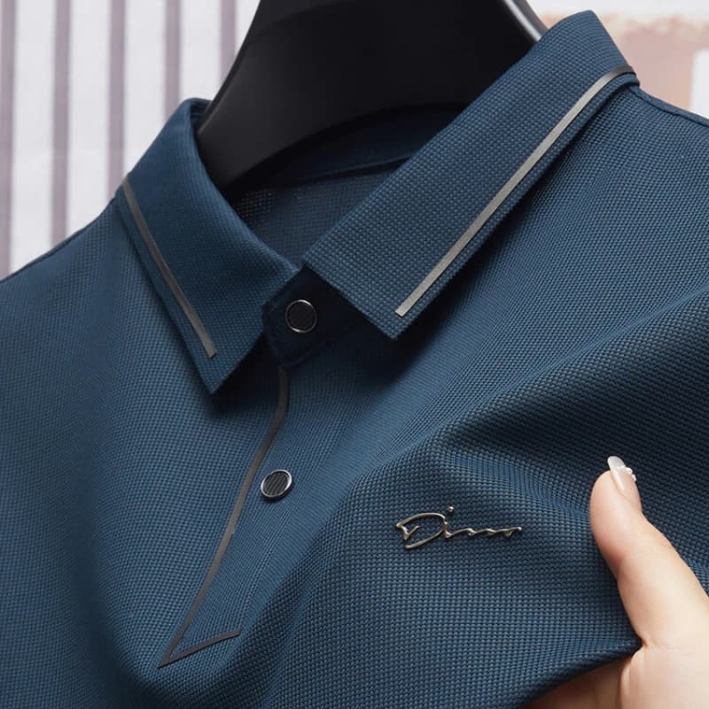Nuova Polo da uomo, tessuto fresco di lusso Premium senza cuciture, Golf Casual da lavoro, t-Shirt con colletto a camicetta Slim Fit