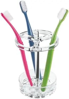 Portaspazzolino per spazzolini normali e grandi, spazzolini rotanti e dentifricio - Organizzatore da bagno in plastica trasparente