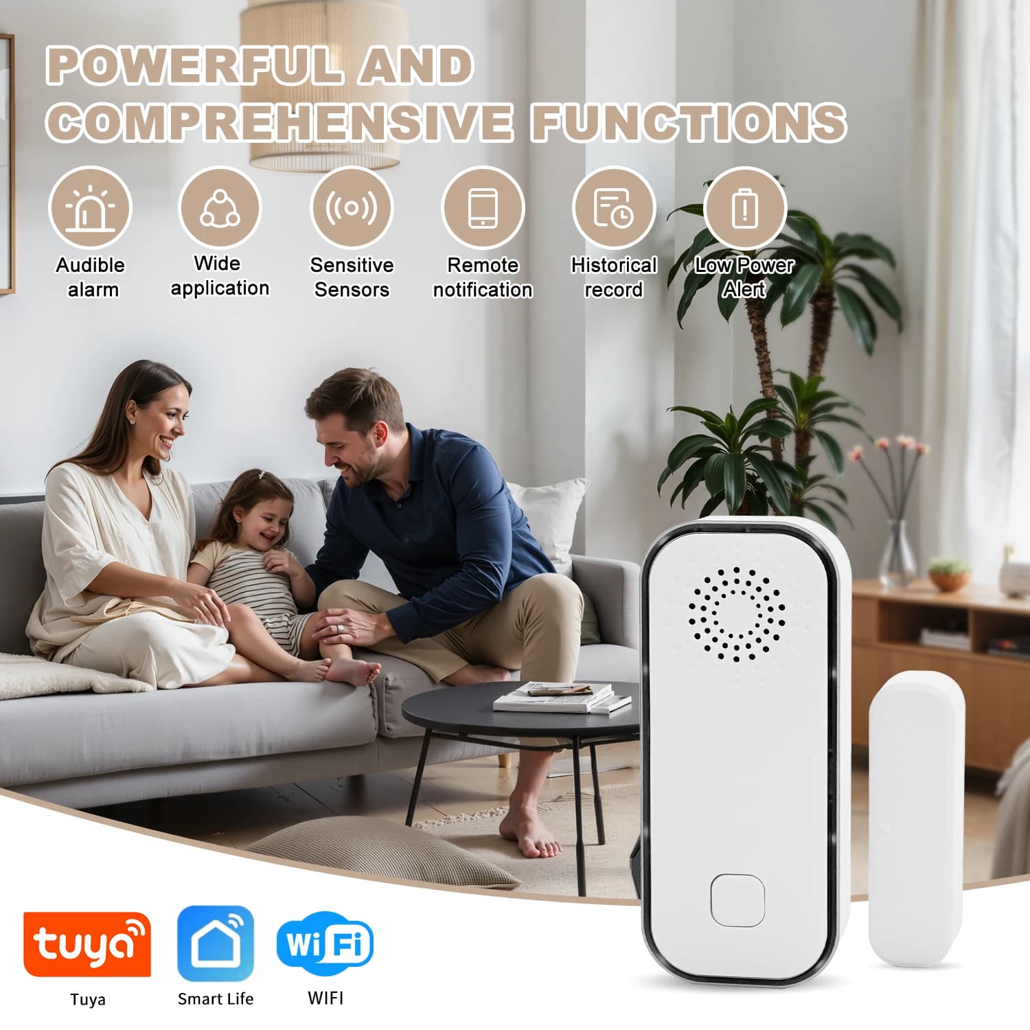 Tuya WiFi Door Window Sensor Smart Home Security Alarm Wireless Anti- theft Contact Detector App Remote Monitor With Alexa