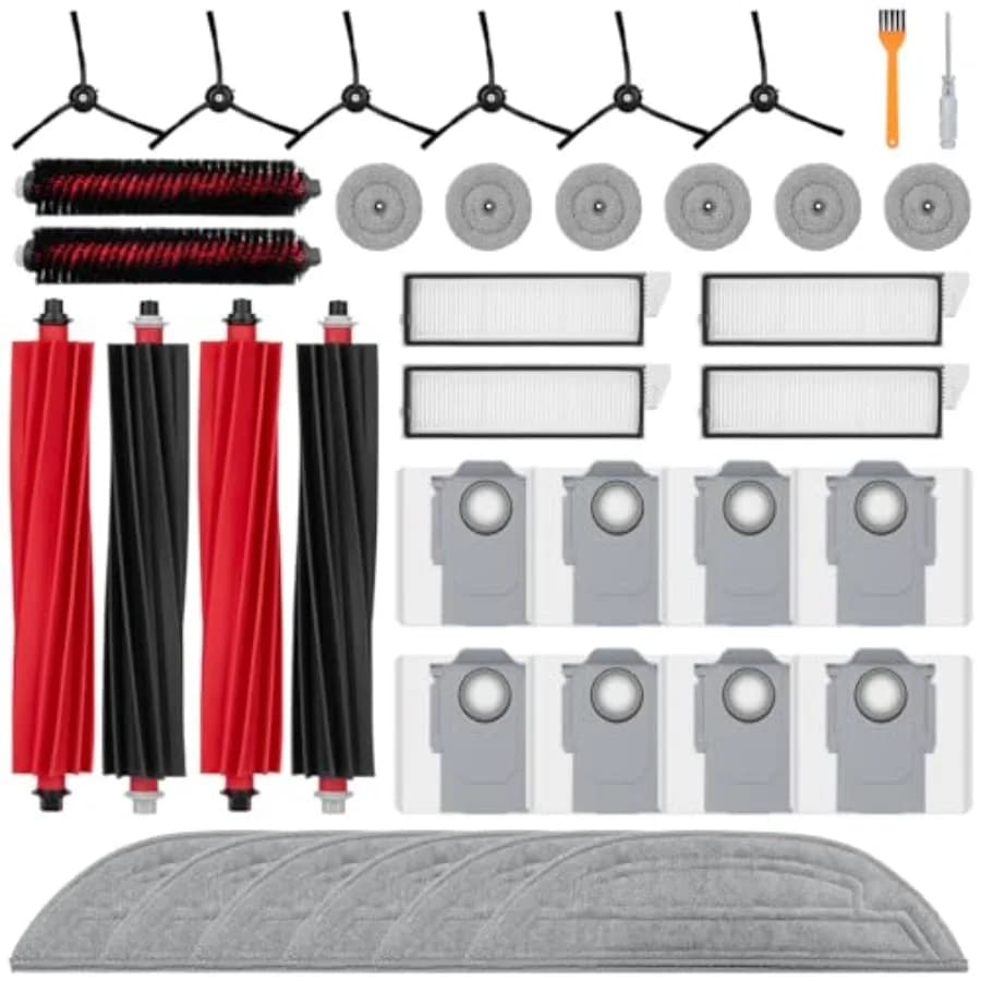 Accessori compatibili con il robot aspirapolvere Roborock S8 MaxV Ultra, spazzole principali, sacchetti per la polvere, panni per la pulizia, panni per la pulizia dei bordi, filtri.