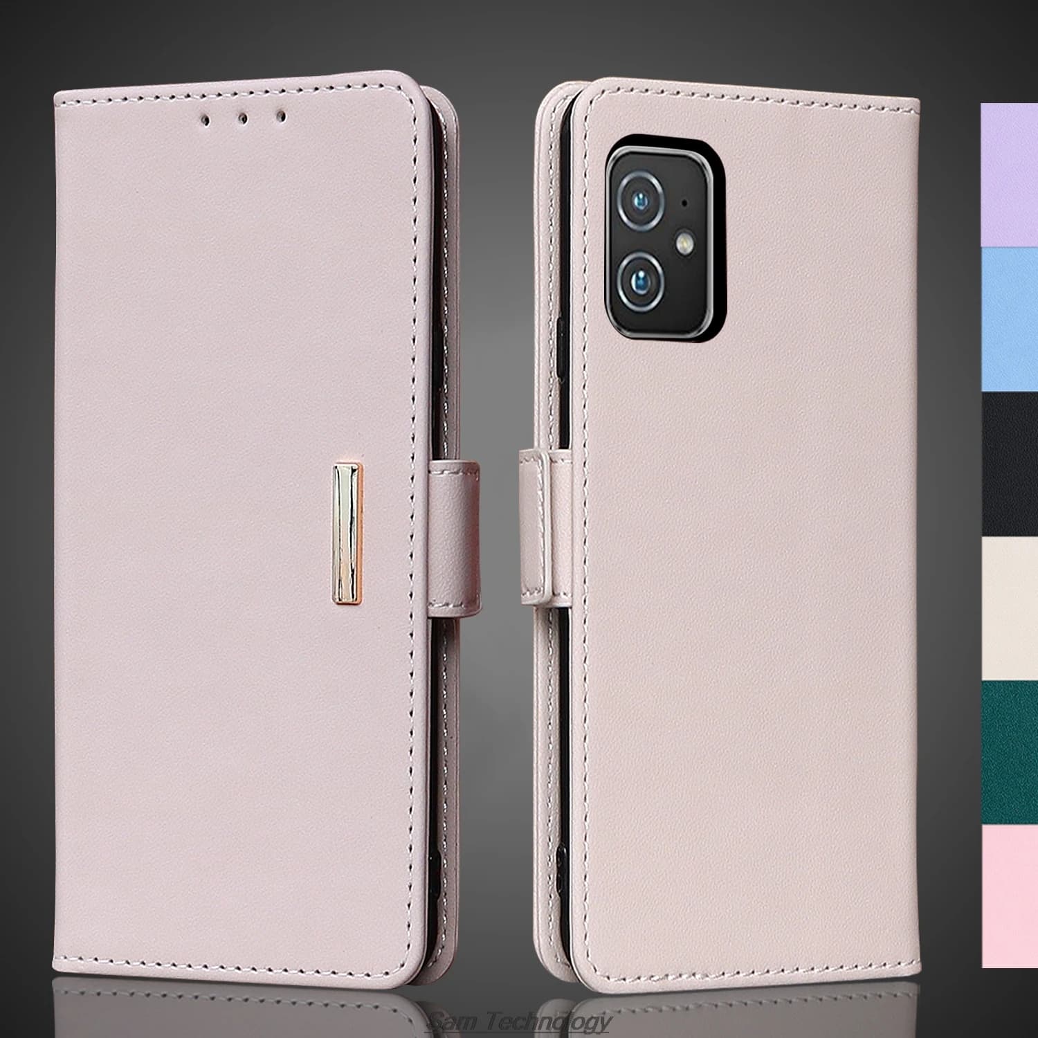 Custodia in pelle con fibbia magnetica per ASUS Zenfone 8 Zenfone8 ZS590KS Portafoglio RFID BLOCCO Flip Cover femminile Semplice Capa Fundas Coque