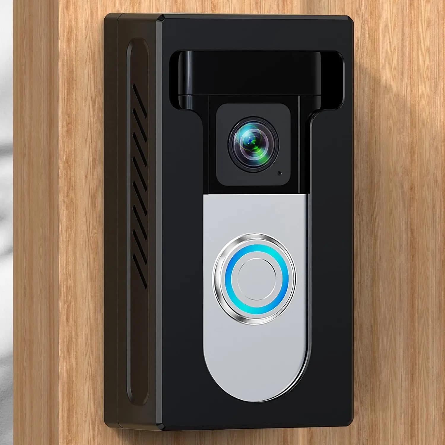 Supporto per Videocitofono Senza Foratura, Montaggio Adesivo a Parete per Ring/Blink, Antifurto in Alluminio Nero