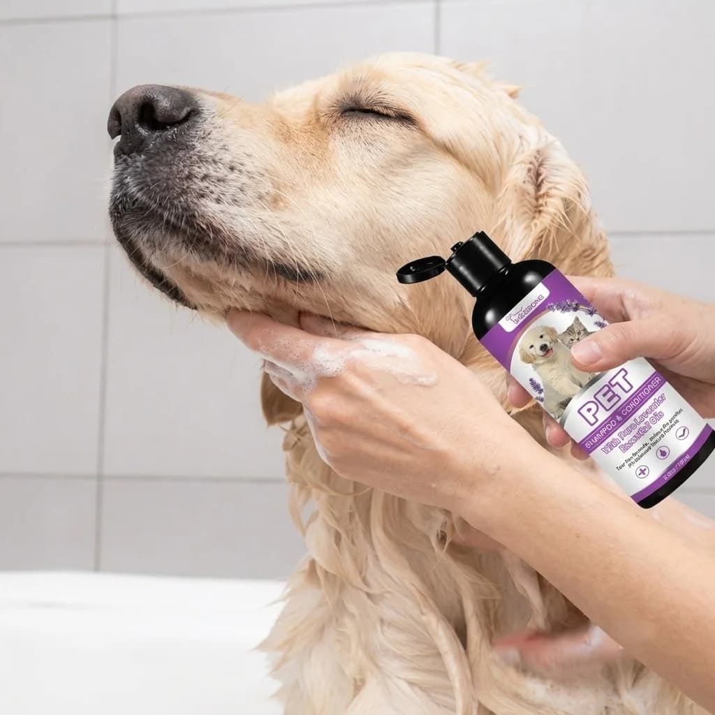 Pet Dog Cat Shampoo Conditioner Lavender Essential Oils Tear Free Deep Cleaning Deodorizing pHBalanced Gentle Grooming 100ml