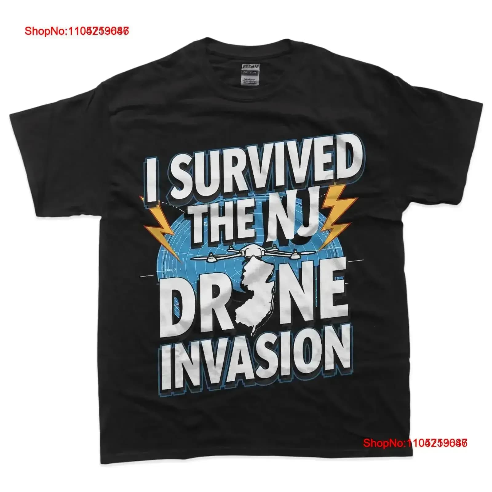 NJ Drone I Survived The New Jersey Invasion T Shirt vintage Lavato streetwear Leggermente traspirante Morbido ed elegante Casual vintage