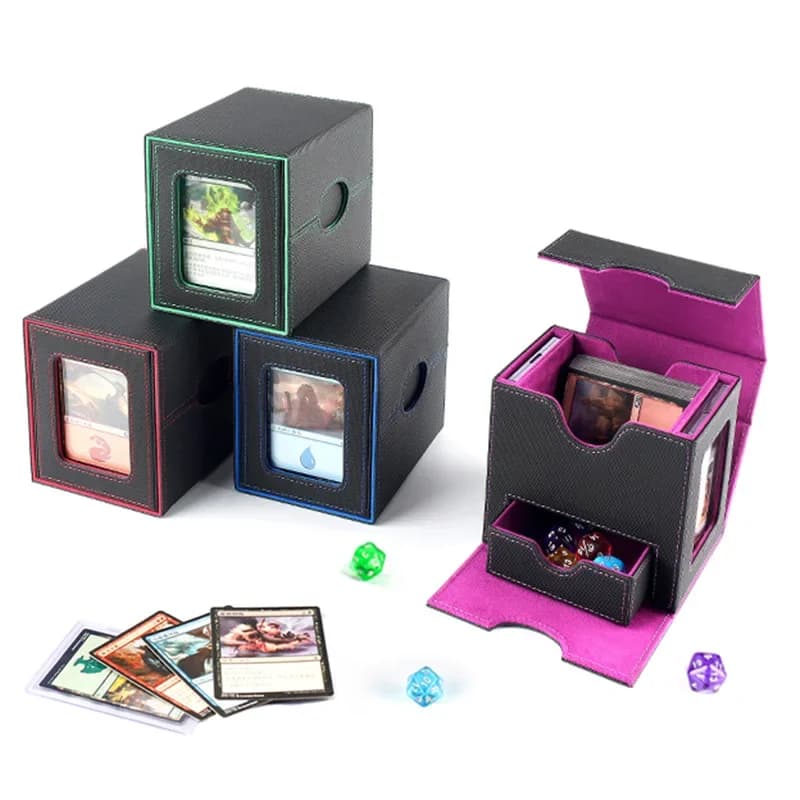 Scatola Porta Carte da Gioco in Pelle PU con Chiusura Magnetica per Oltre 100 Carte, Contenitore per Carte YuGiOh, MTG, TCG e Sportive