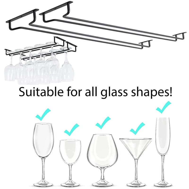 Porta calici da appendere in acciaio inossidabile da 2 pezzi per armadietto del vino, porta calici per bar ristorante, accessori per cucine
