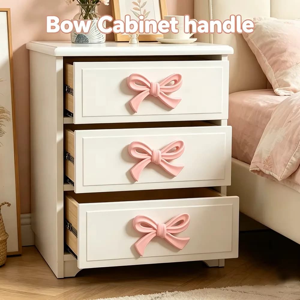 4/6pcsPink Color Bow Drawer Handle Zinc Alloy Decor Cupboard Wardrobe Closet Pulls Furniture Handle DIY