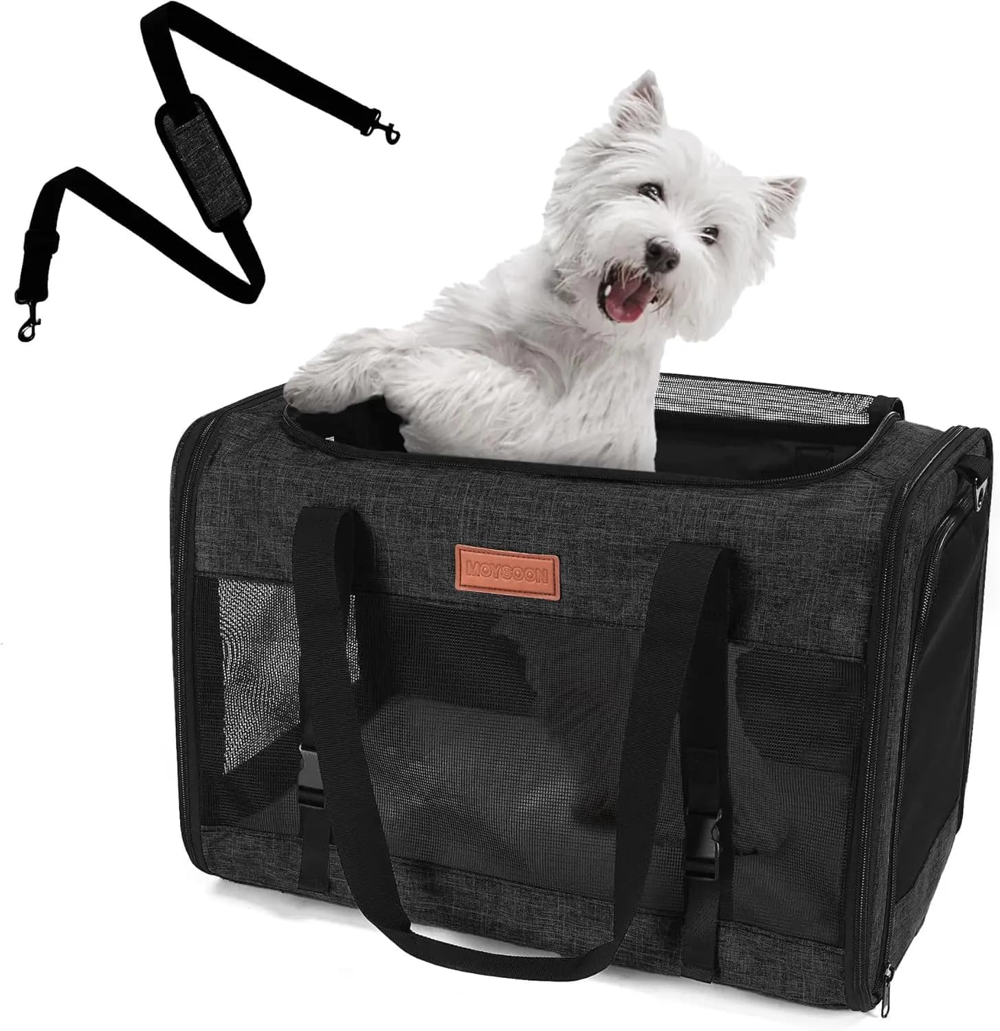 Trasportino Grande per Gatti e Cani fino a 9 kg, Pieghevole Morbido con Rete Ventilata, Fibbia per Seggiolino Auto per Viaggi