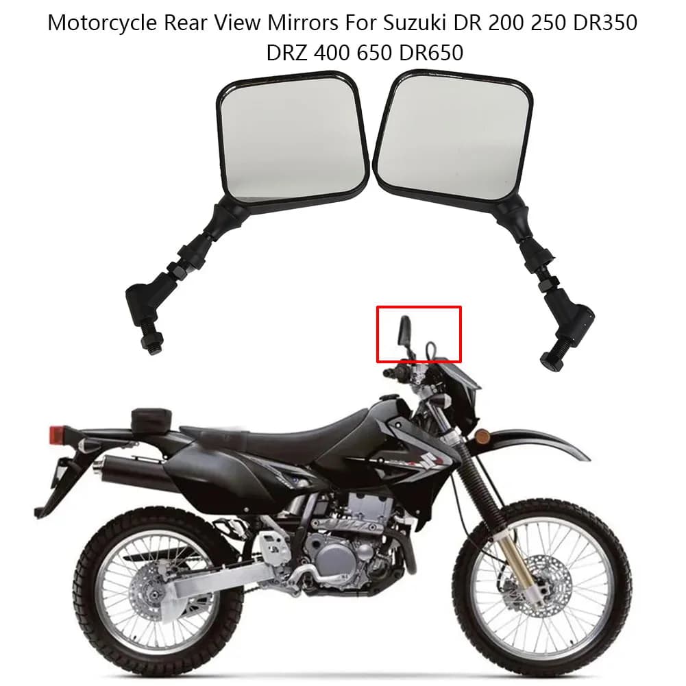2 pz/set specchietti retrovisori per moto portatili lato di Backup nero durevole per Suzuki DR 200 250 DR350 DRZ 400 650 DR650