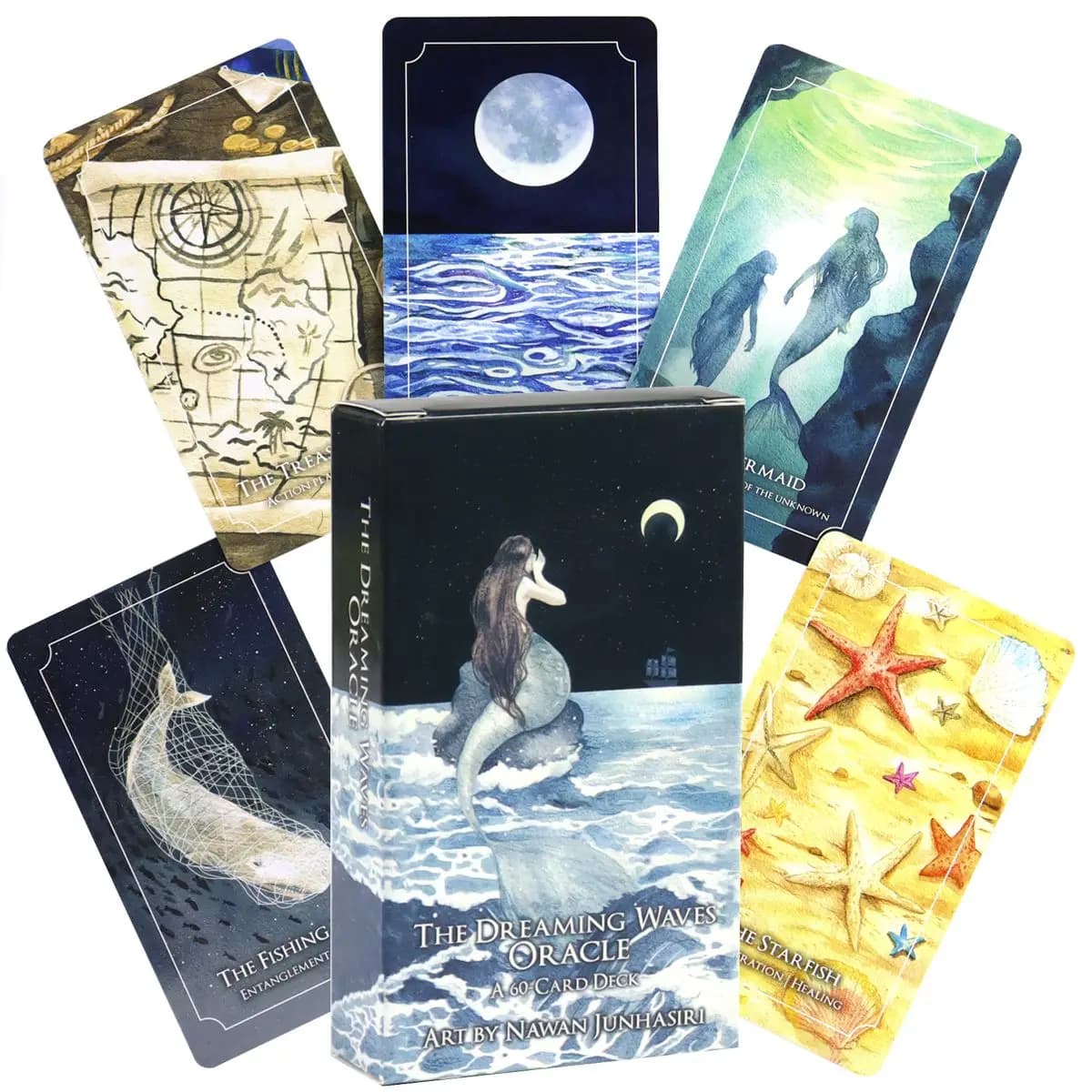 The Dreaming Waves Oracle Deck 10,3 * 6 cm 60 pezzi di carte Oracle riempita di sussurri morbidi piumati della saggezza