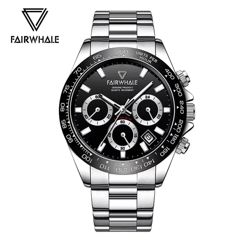 Mark Fairwhale 2025 Men's Quartz Watch Popular Three Eye Circular Multifunctional Sports Waterproof Chronograph Quartz Watch Men