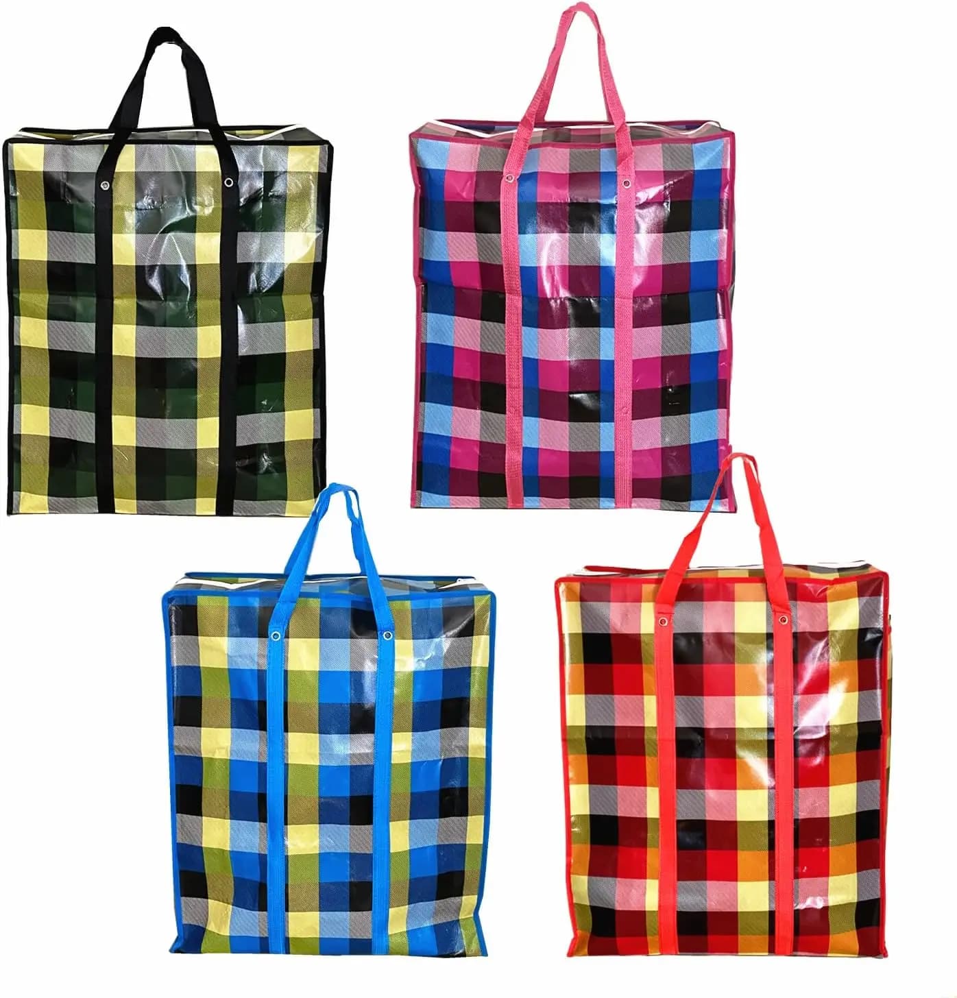 Set of 4 Large Bucato Bags Reusable in Plastic Squares with Hinge and Frames for Travel, Expense and Shopping