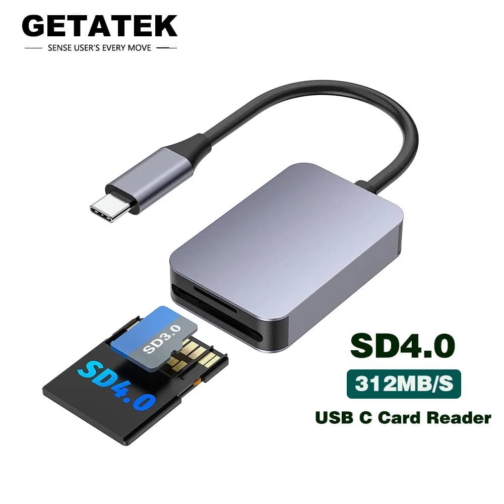 Lettore di schede Getatek SD4.0 Adattatore per scheda di memoria da USB-C a SD Micro SD TF da 312 MB/s per telefono portatile MacBook Lettore di schede MacOS Windows