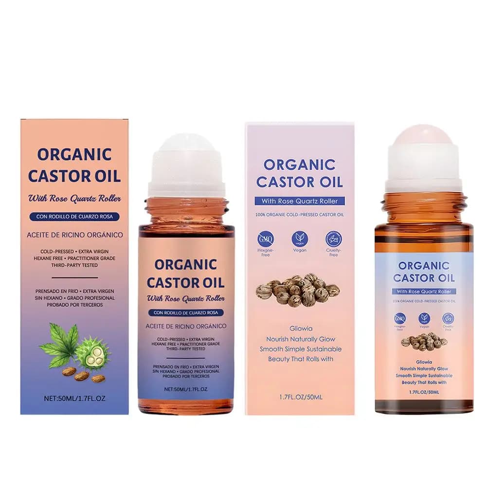 Olio di Ricino Biologico Roll-On per Massaggi, Olio Essenziale per Idratazione Duratura, Anti-Secchezza, Rilassante, Riparatore per Corpo e Viso, Cura della Bellezza