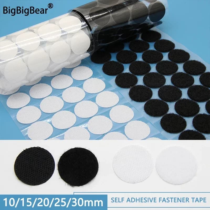 Nastro di fissaggio autoadesivo Punti 10/15/20/25/30mm Punti adesivi Nastro adesivo Gancio rotondo Nastro per tette Colla forte Bianco Nero