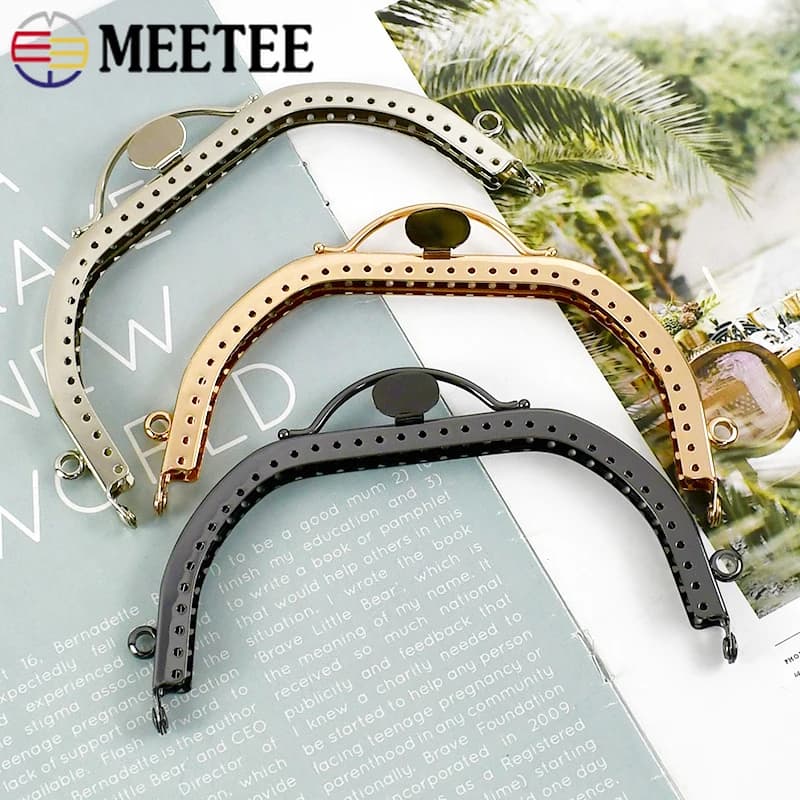 2 Pezzi Meetee Chiusura a Scatto in Metallo da 13 cm per Portafoglio, Manico per Borsa da Donna, Decorazione per Borsa, Accessorio Fai da Te per Cucito