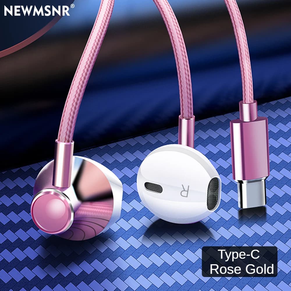 Auricolari stereo cablati HIFI di tipo C da 3,5 mm per bassi pesanti Cuffie intrauricolari con microfono Auricolari per giocatori con riduzione del rumore per Samsung