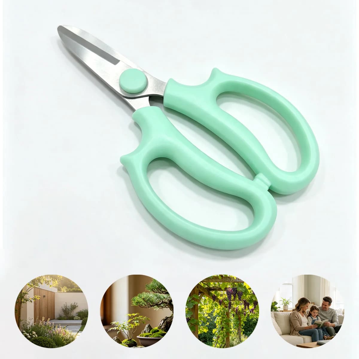 Heavy Duty Curved Blade Pruning Shears for Garden Fruits Grapes Multipurpose Gardening Shears with Comfort Soft Grips