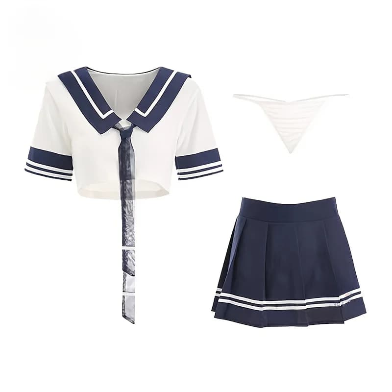3 pezzi vestito da marinaio sexy set di lingerie da donna studentessa giapponese cosplay indumenti da notte minigonna a pieghe pigiama corto