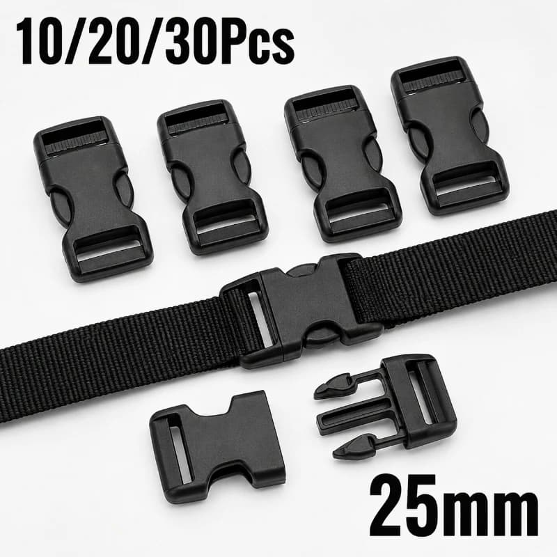 10/20/30Pcs 25mm Black PP Plastic Side Release Buckles for Backpack Strap Pet Collar Luggage Webbing DIY Sewing Hardware Parts